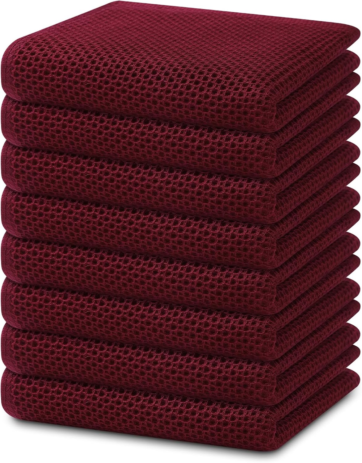 Homaxy 100% Cotton Waffle Weave Kitchen Dish Towels 8-Pack, Burgundy