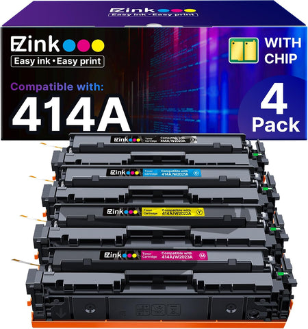 E-Z Ink 414A Toner Cartridges Compatible for HP 414A 414X W2020X, 4 Pack