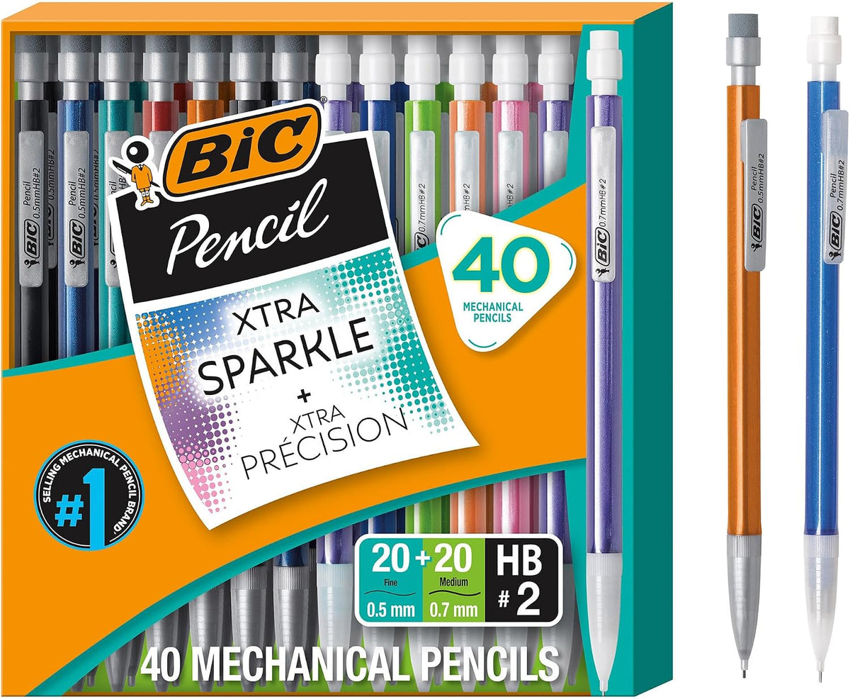 BIC Mechanical Pencils #2 XtraSmooth, 0.7mm & 0.5mm, Pack of 40