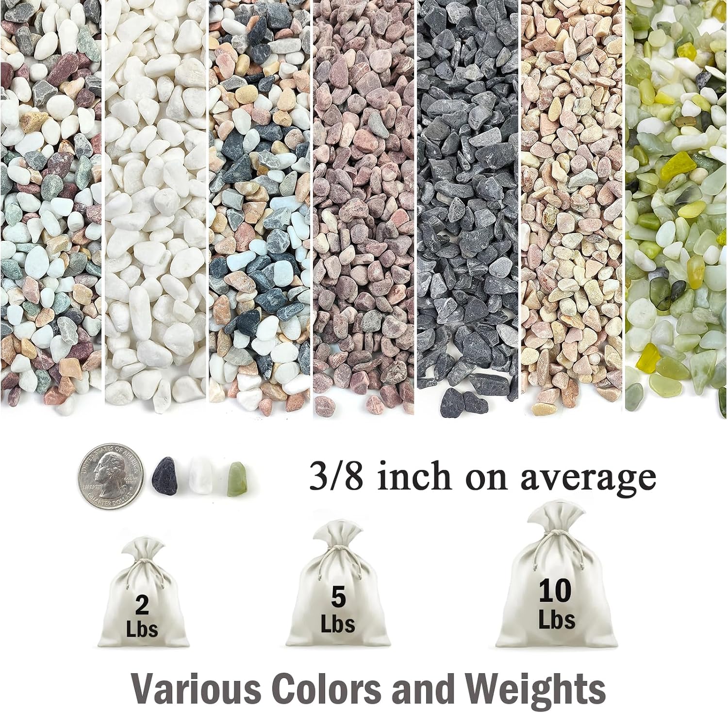 FANTIAN 2 lbs White Rocks for Plants, 3/8 Inch Aquarium Gravel, Pea Gravel
