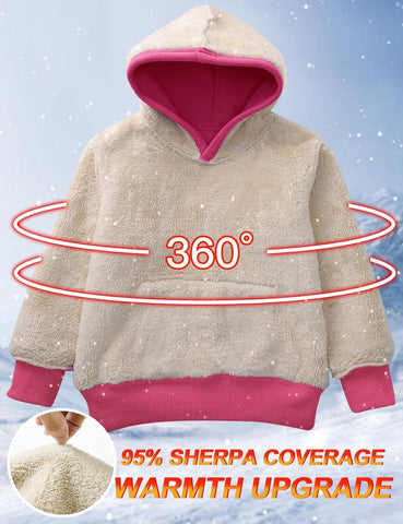 Flygo Kids Sherpa Lined Fleece Hoodie Warm Pullover Sweatshirt Sweater