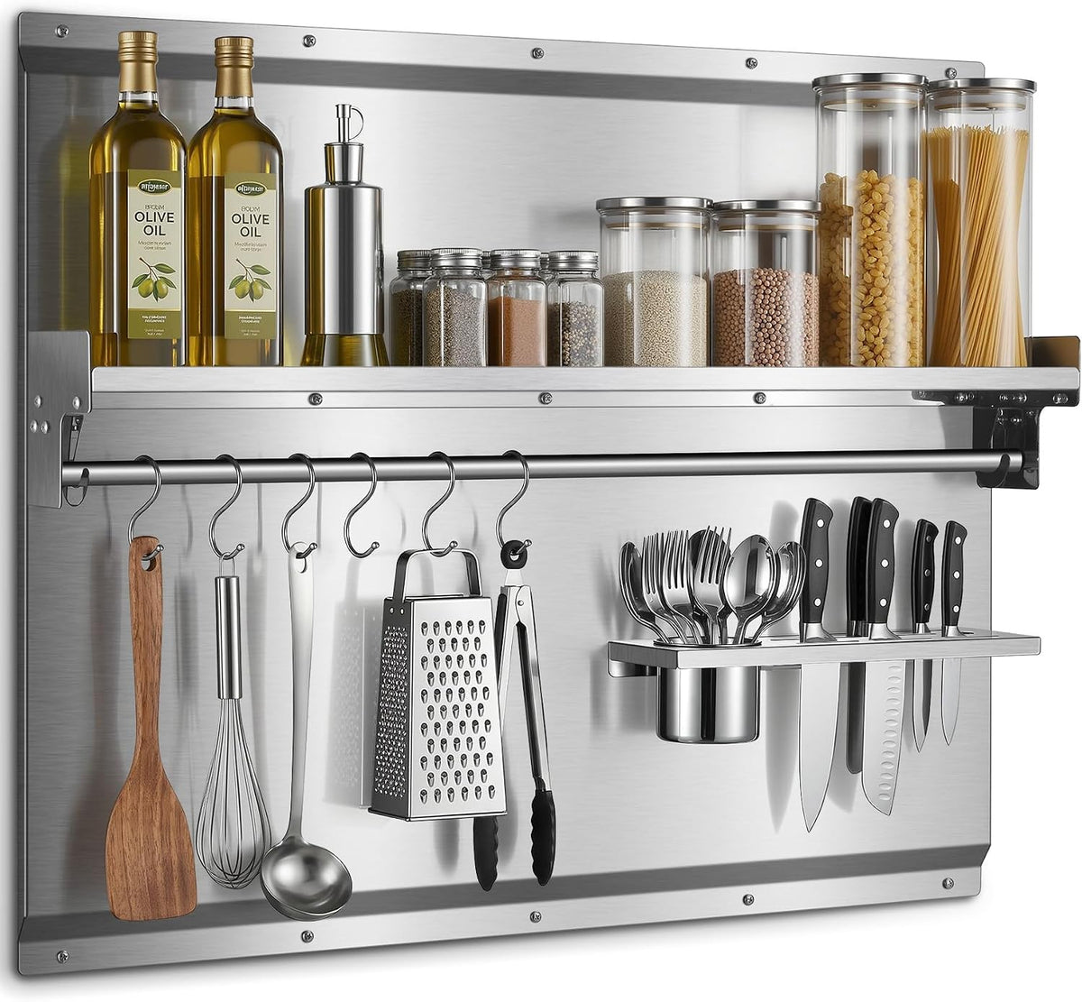 JOEAONZ 30" x 24" Stainless Steel Backsplash for Stove with Storage Shelf