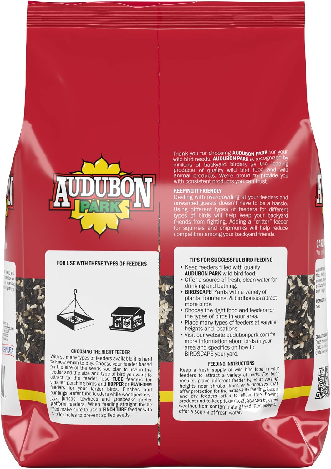 Audubon Park Cardinal Blend Wild Bird Food, Cardinal Bird Seed for Outside Feeders, 4-Pound Bag (Pack of 4)