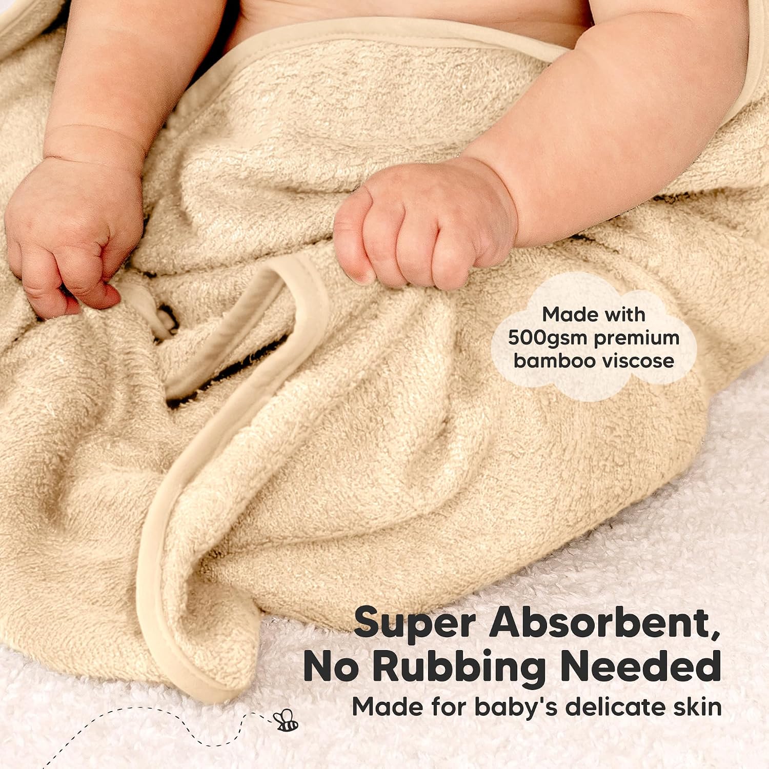 KeaBabies 2-Pack Hooded Baby Towels for Newborn, Kids, Almond, 30x30