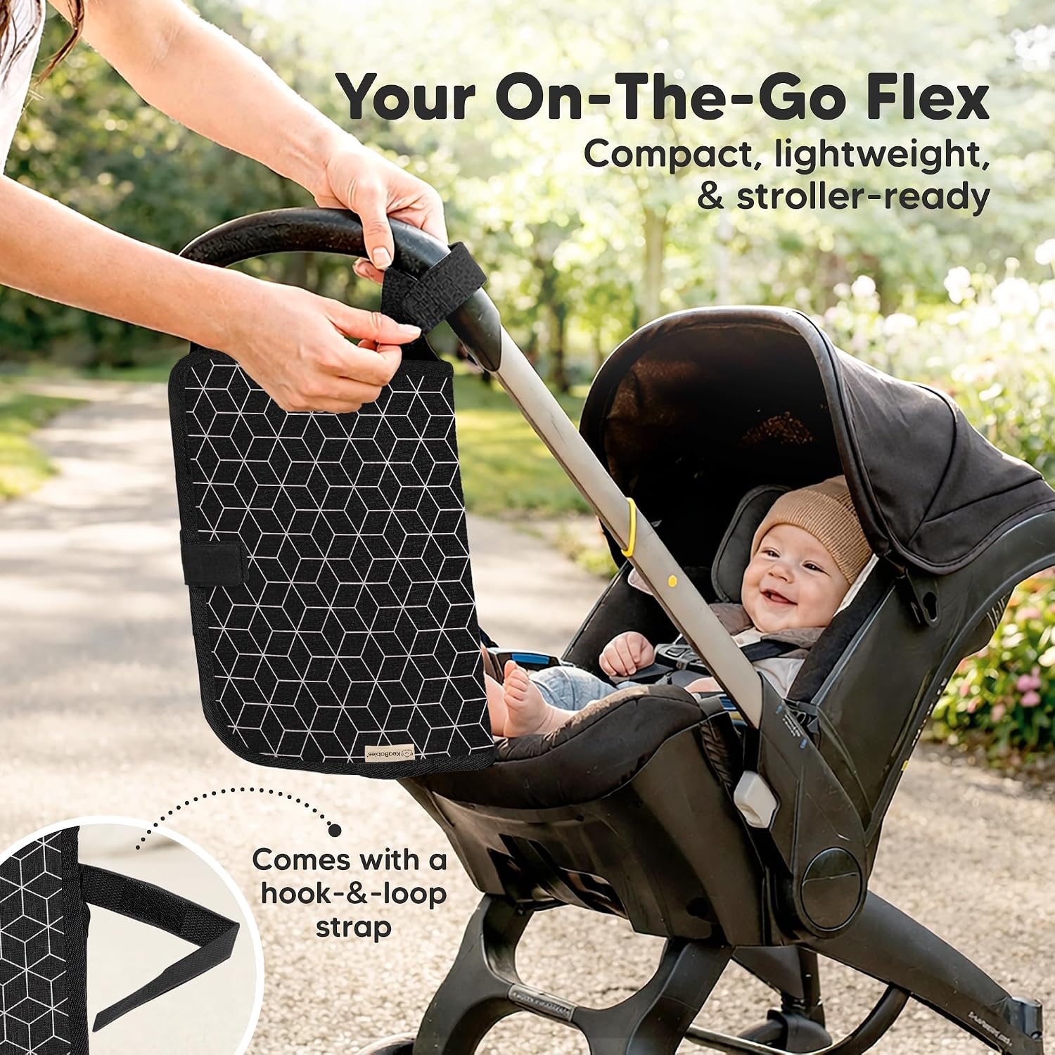 KeaBabies Portable Changing Pad for Baby, Travel Large 26x21 (Black Geo)