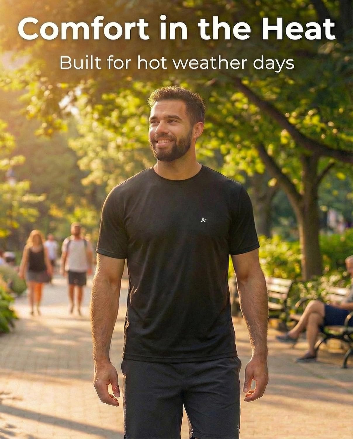 Arctic Cool Men’s Crew Neck Instant Cooling Moisture Wicking Performance UPF 50+ Short Sleeve Workout Shirt