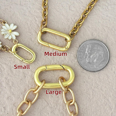 OHINGLT 10Pcs Carabiner Clip Pendant Clasps – 18K Gold Necklace Clasp and Closures, Bracelet Charm Connector for Women