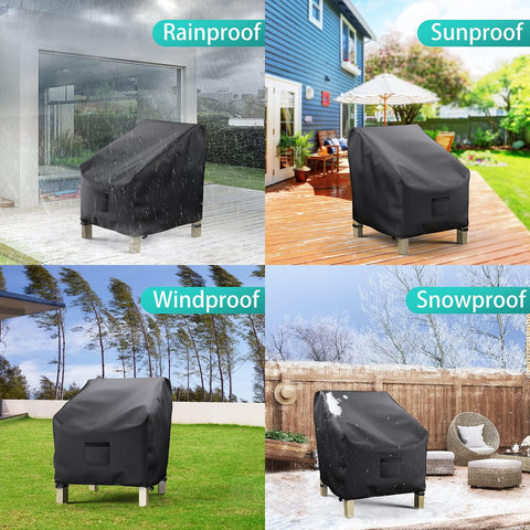 2 Pack Outdoor Patio Chair Covers Waterproof 38"Wx31"Dx29"H, Black