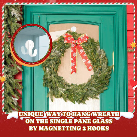 Magnetic Wreath Hanger for Metal Front Door, Fridge, White, 2 Pcs