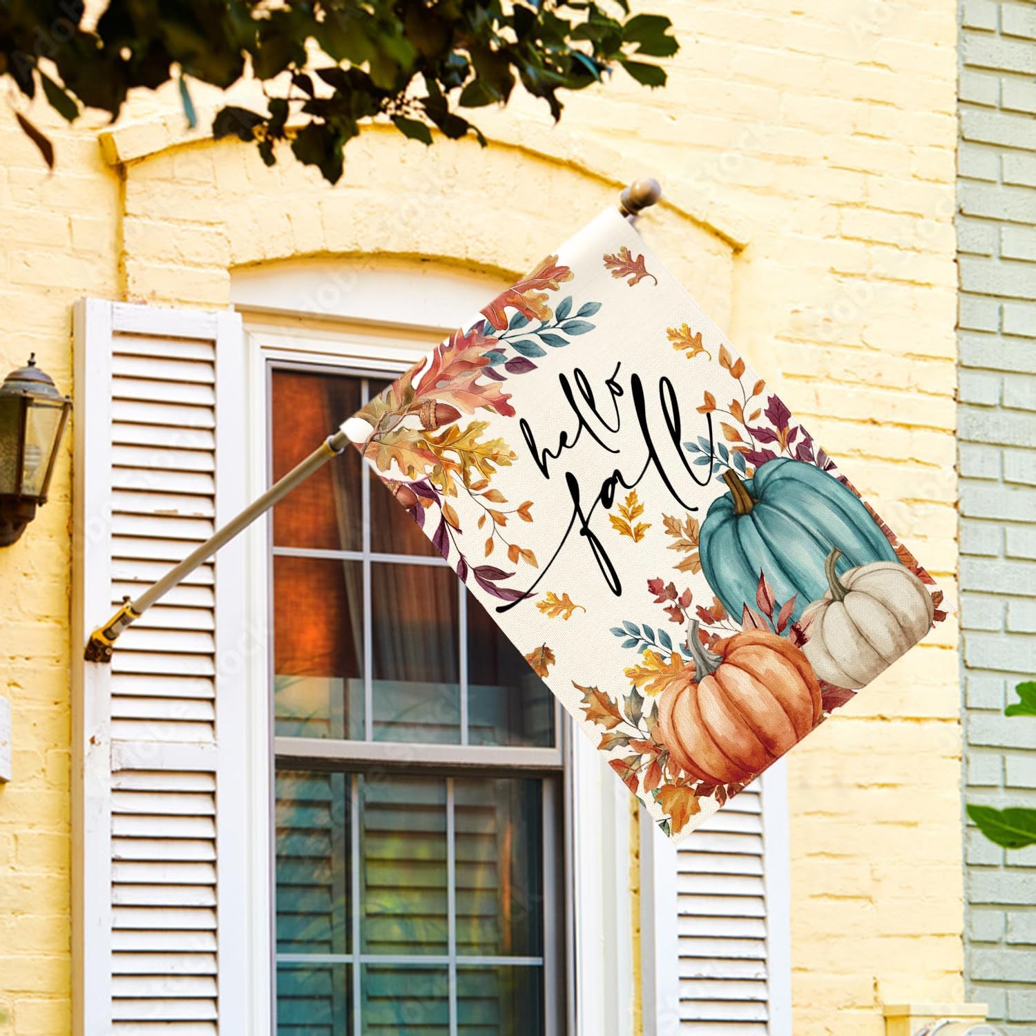 AVOIN colorlife Hello Fall House Flag 28x40 Inch Double Sided Outside