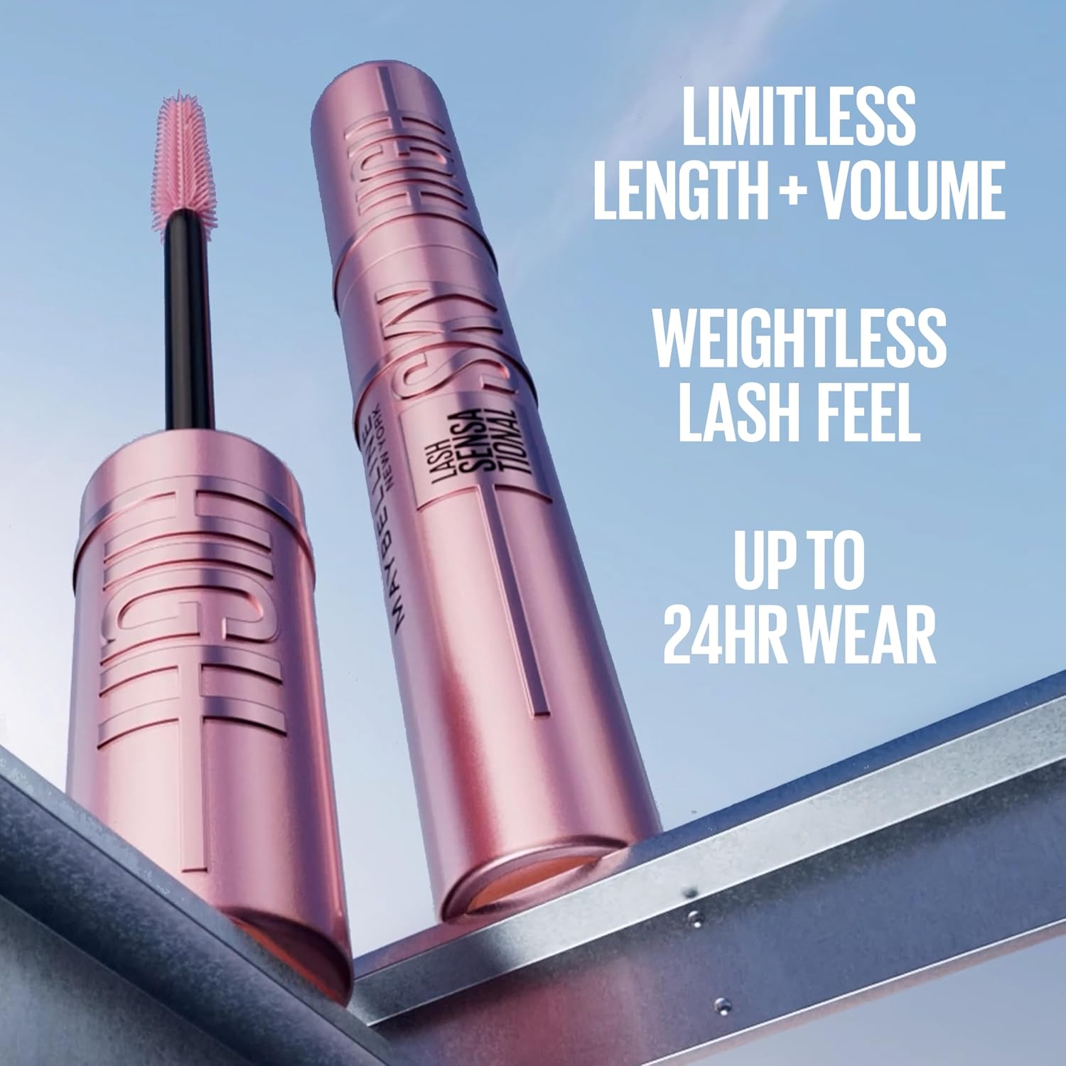 Maybelline Lash Sensational Sky High Mascara Makeup, Volumizing, Lengthening, Defining, Curling, Multiplying, Buildable, Washable Formula, Navy Records, 1 Count