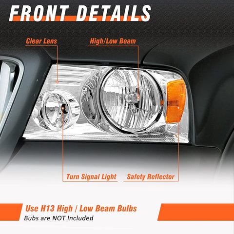 for 2004-2008 Ford F150 Headlights Chrome Housing