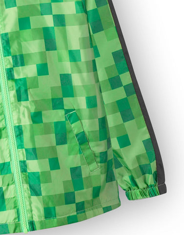 Minecraft Boys Jacket Waterproof Hoodie Creeper Fleece Lined Raincoat