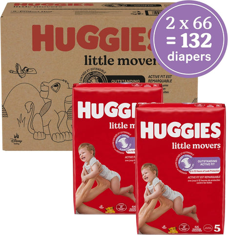 Huggies Little Movers Diapers Size 5, 132 Count (2 Packs of 66)