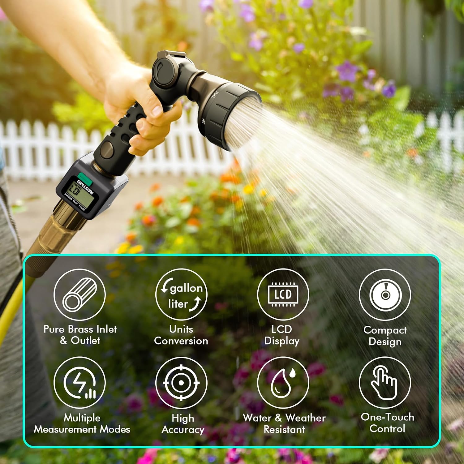 RESTMO Water Flow Meter, Measure Gallon/Liter Consumption and Flow Rate