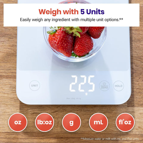 Etekcity 22lb Food Kitchen Scale, USB Rechargeable, IPX6 Waterproof