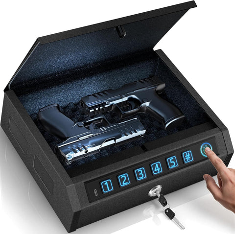 Biometric Gun Safe for Handguns, Pistol Safe Fits 2-3 Handguns