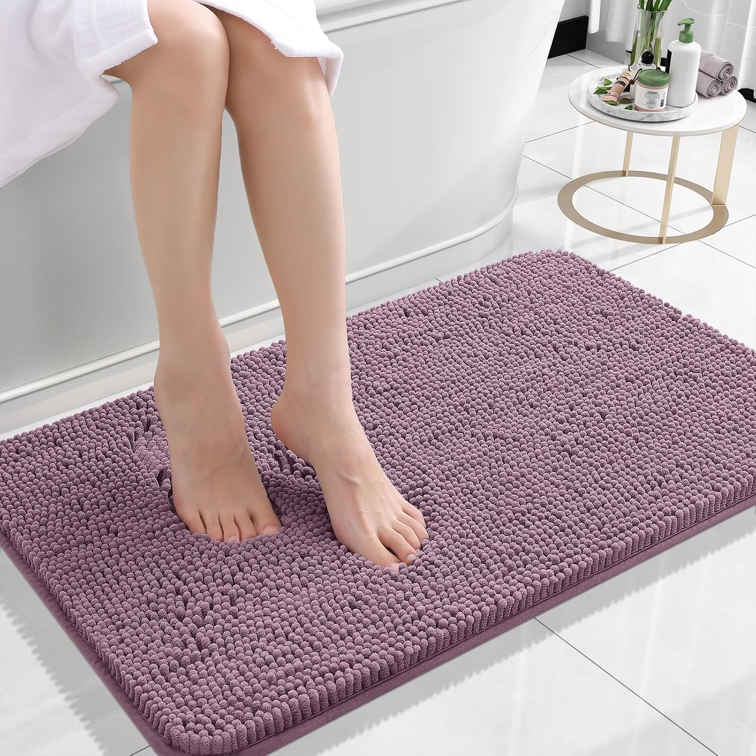 OLANLY Small Bathroom Rugs 24x16, Extra Soft Absorbent Chenille Bath Rugs