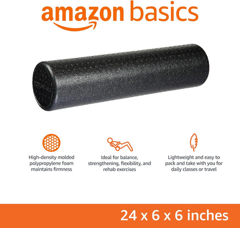 Amazon Basics High Density Foam Roller for Exercise and Recovery, 24 Inches, Black