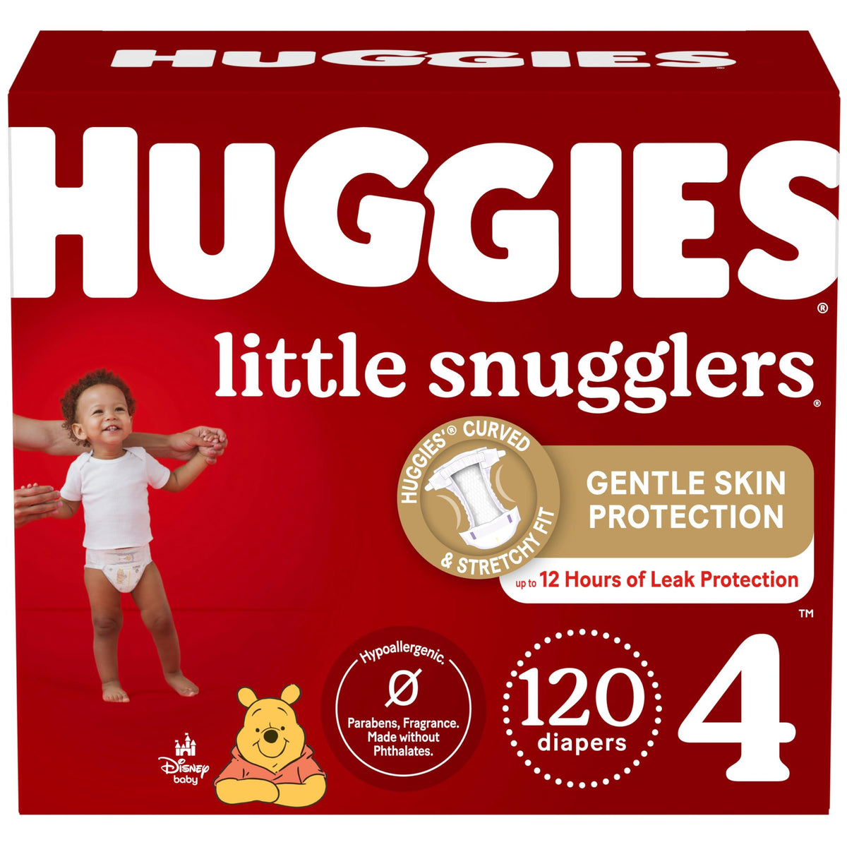 Huggies Size 4 Diapers, Little Snugglers Baby Diapers, Size 4 (22-37 lbs), 120 Count