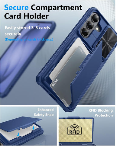 ATATOO for Samsung Galaxy S26 Wallet Case with Card Holder (4 Cards), Blue