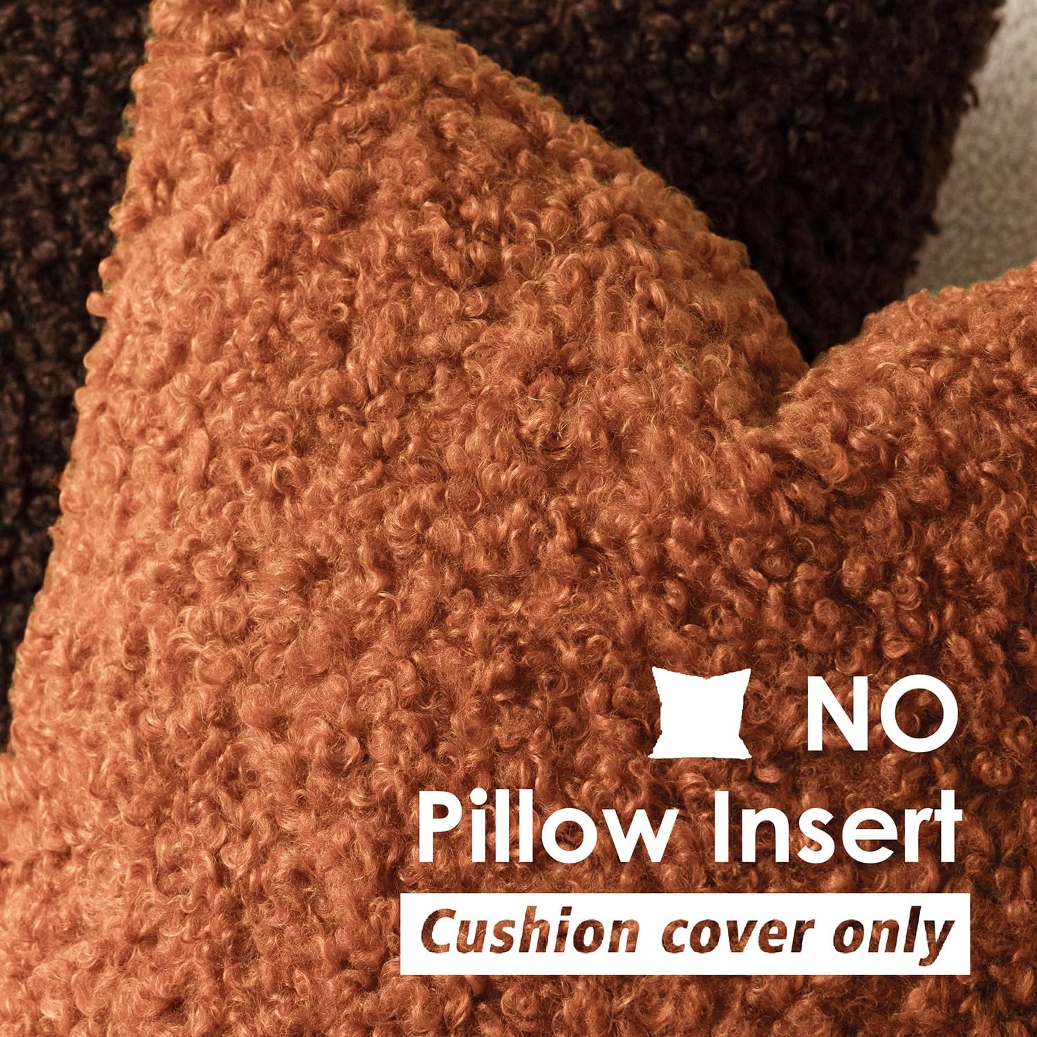 Foindtower Decorative Fuzzy Faux Fur Throw Pillow Covers 26x26 Burnt Orange