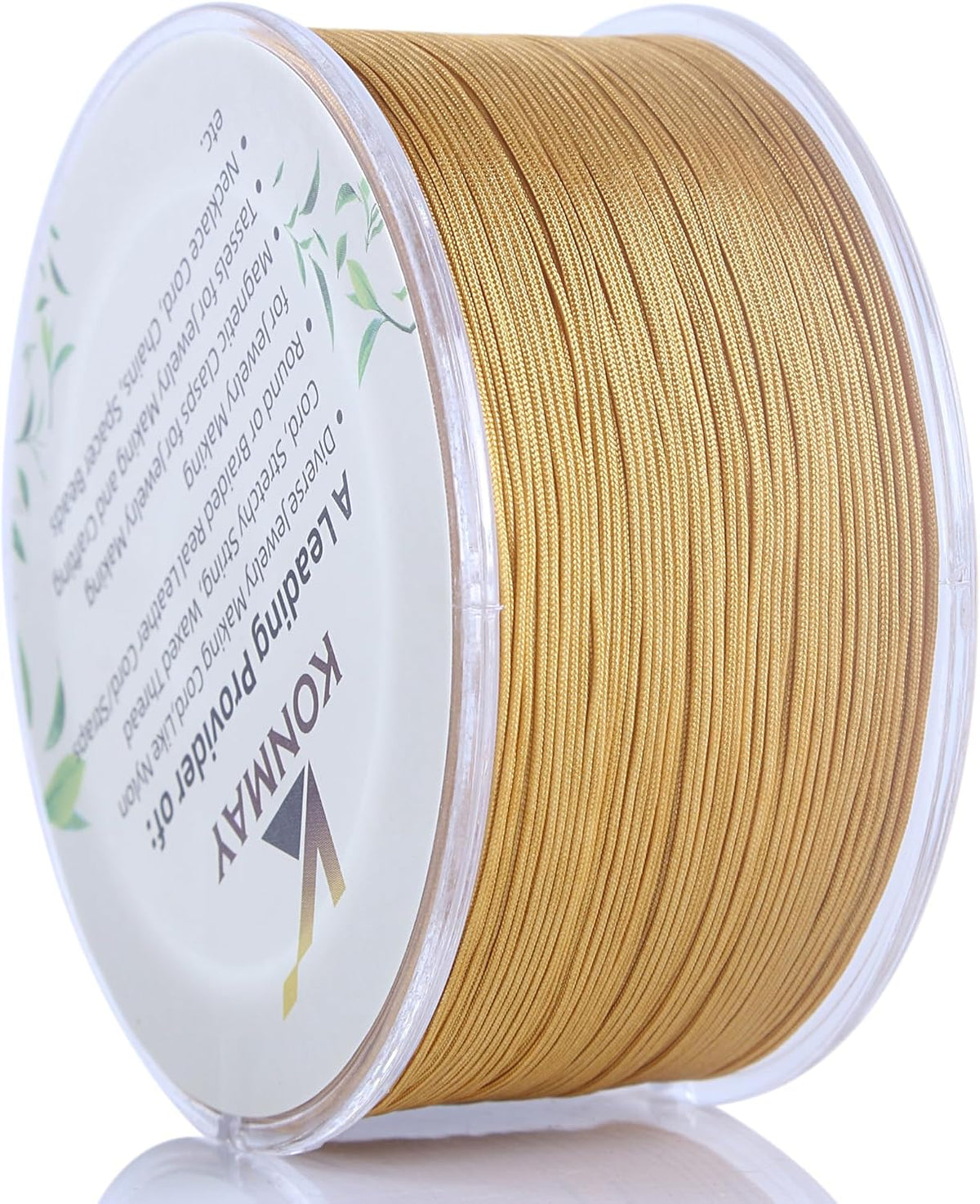 KONMAY 0.6mm Gold Nylon String with Case for Bracelets,190 Yards Braided Nylon Satin Cord for Jewelry Making, Beading,Chinese Knotting, Kumihimo, Macramé