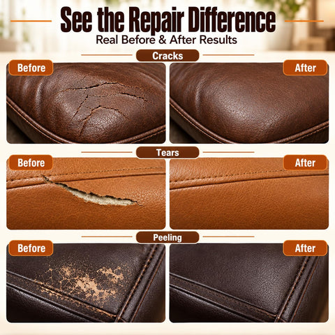 Brown Leather Repair Kit for Furniture & Couches, Car Seat Vinyl Repair Kit
