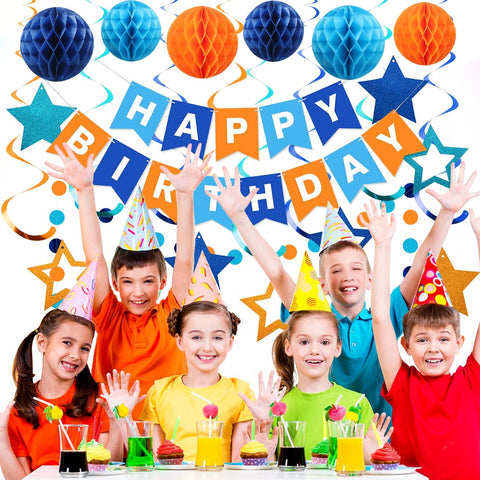 meowtastic Birthday Decorations Happy Birthday Banner with Honeycomb Balls