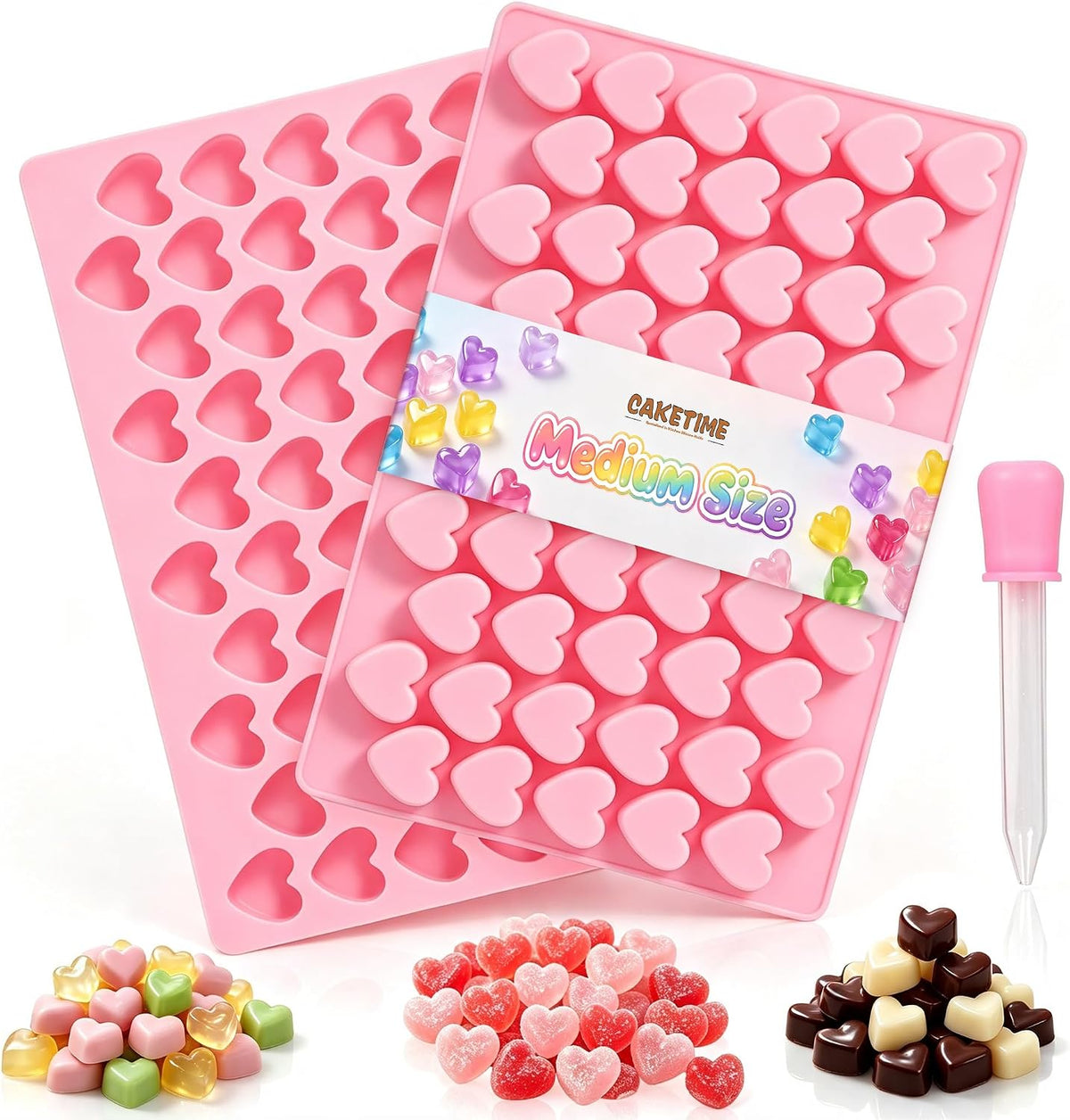 2.4ml Medium Heart Silicone Molds with 1 Dropper, 2 Pack Heart Mold
