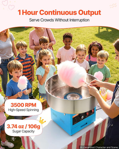VEVOR Commercial Cotton Candy Machine, 1000W Electric Candy Floss Maker