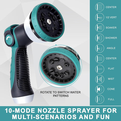 50FT Garden Hose, Stainless Steel Water Hose, Metal Hose Flexible with a 10-Mode Nozzle Sprayer, No Kink, Lightweight, Puncture Proof, Ideal for Yard, Lawn, Outdoor, 5/8'' Outside Diameter