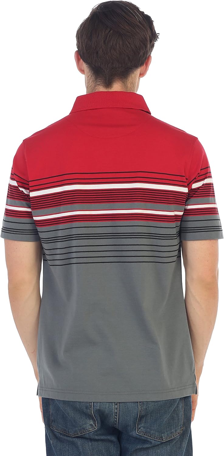 Gioberti Mens Double Striped Contrast Polo Shirt with Pocket - Yarn Dye