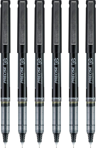 PILOT, Precise V5, Extra Fine Point 0.5 mm, Black, Pack of 6