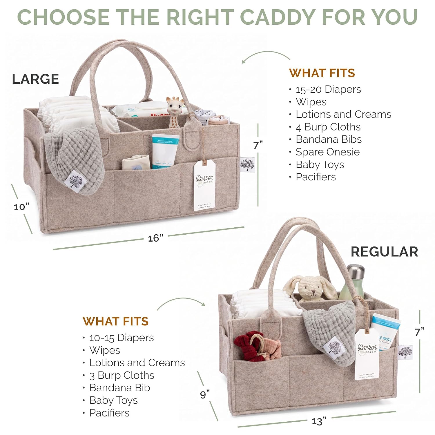 Parker Baby Co. Felt Diaper Caddy Organizer - Regular, Oatmeal