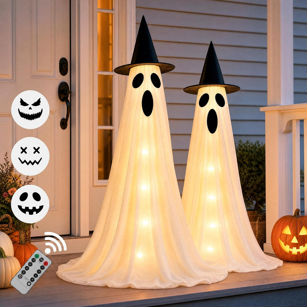 2‑Pack 63" Halloween Decorations Outdoor Indoor with Remote Control