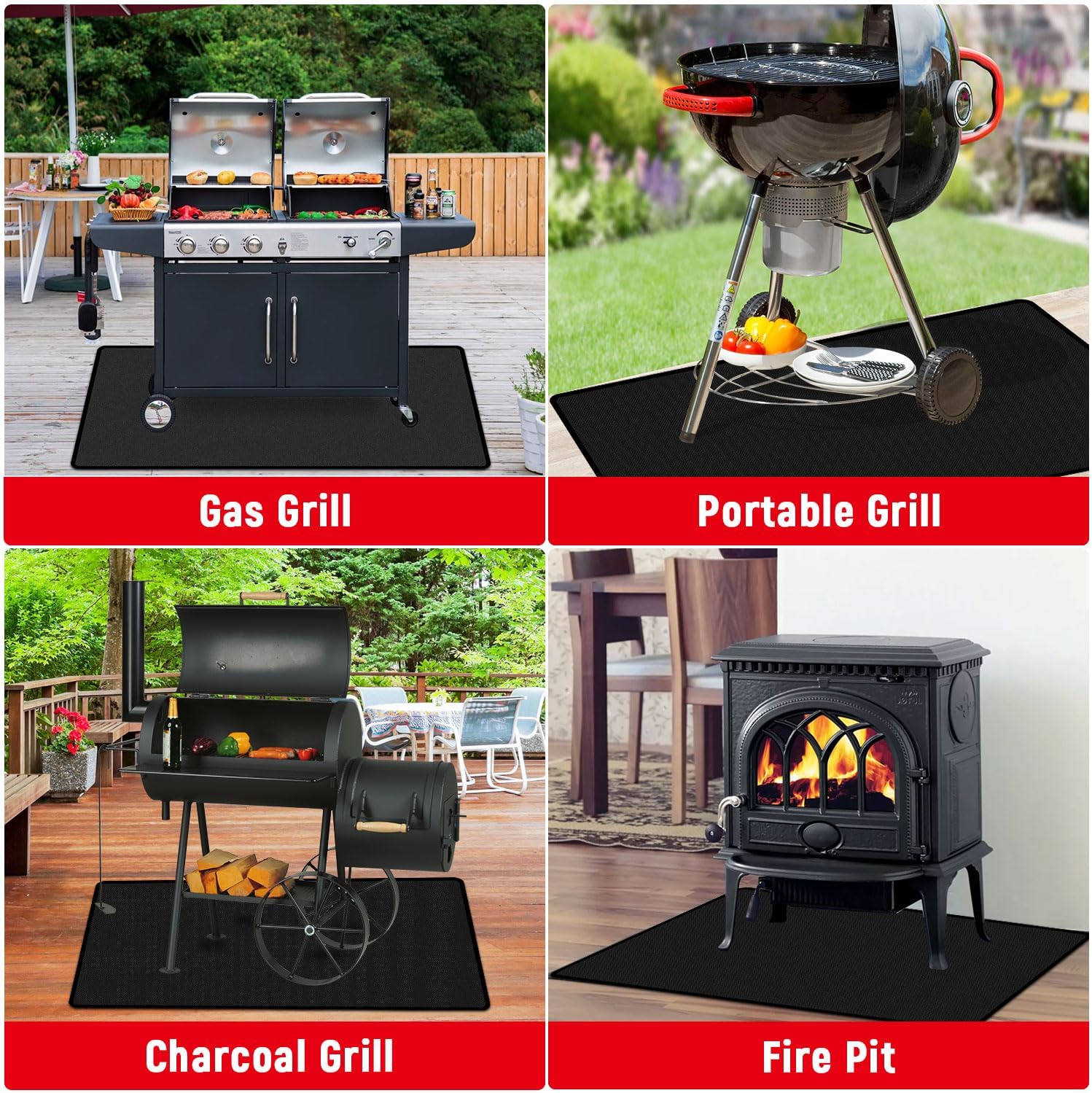 75 x 40 inches Under Grill Mats for Outdoor Grill Patio & Deck BBQ