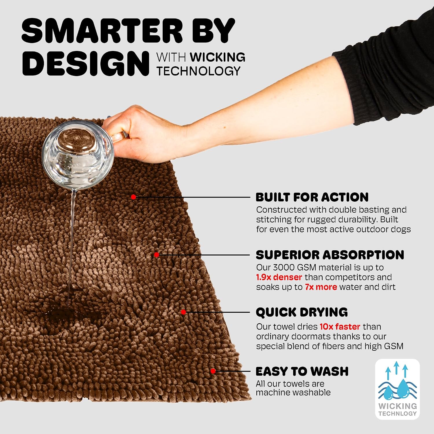 Dog Gone Smart Dirty Dog Doormat - Fast Drying Rug - Almond, 35 x 26 in