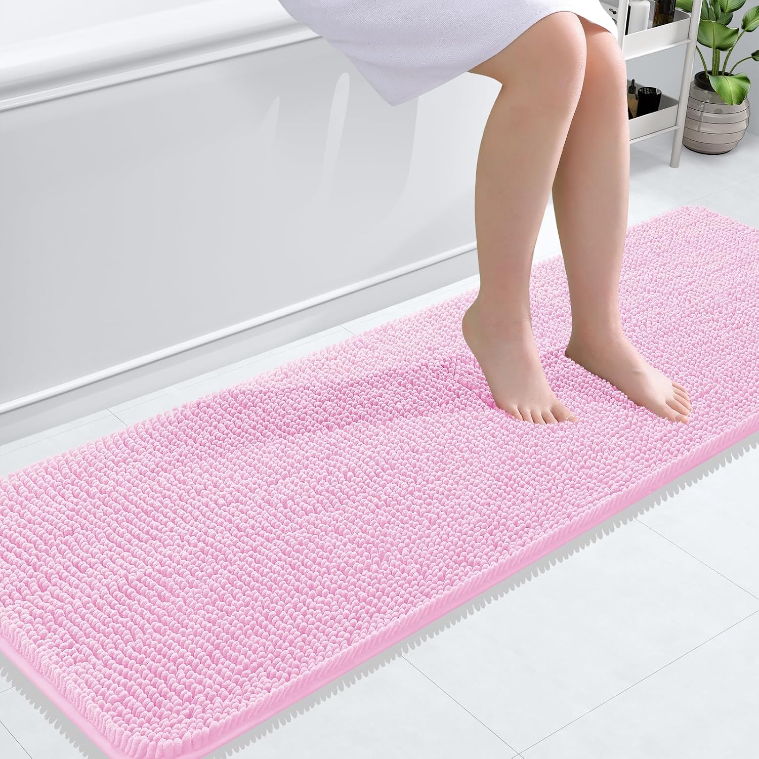OLANLY Bathroom Runner Rugs 59x20, Extra Soft Absorbent Chenille Bath Rugs