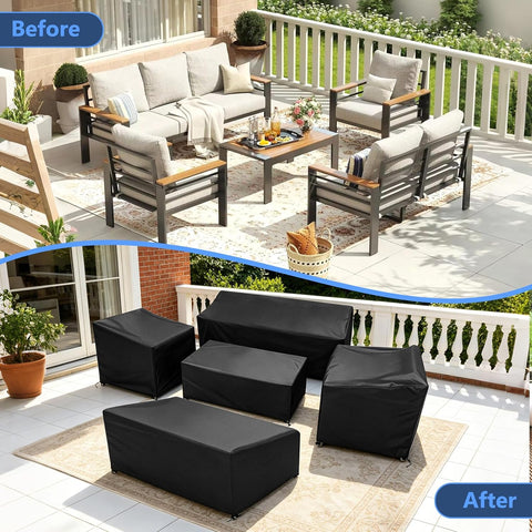 STARTWO Outdoor Furniture Cover Waterproof 5 Piece Set, Large 600D, Black