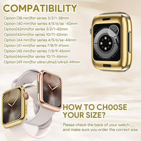 JR.DM 2 Pack 45mm Soft Flexible TPU Case Compatible for Apple Watch Series 9/8/7 Touchable Screen Lightweight Anti-Scratch All-Around Protector Thin Guard Shockproof Cover for iWatch, Gold+Rose Gold