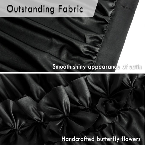 Homechoice Decor 2-Piece Black Satin Shower Curtain, 36x72 Inches (Pair)