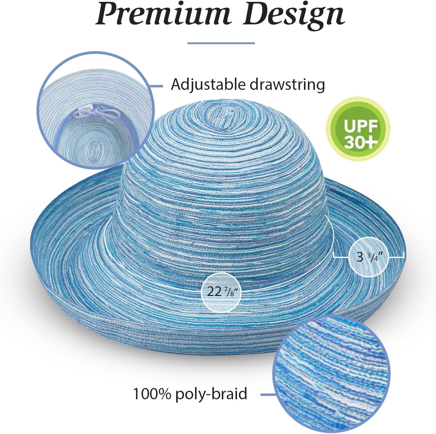 Wallaroo Hat Company Women's Sydney Sun Hat - UPF 30+ Sun Protection, Packable, Adjustable - Beach, Travel, Wide Brim