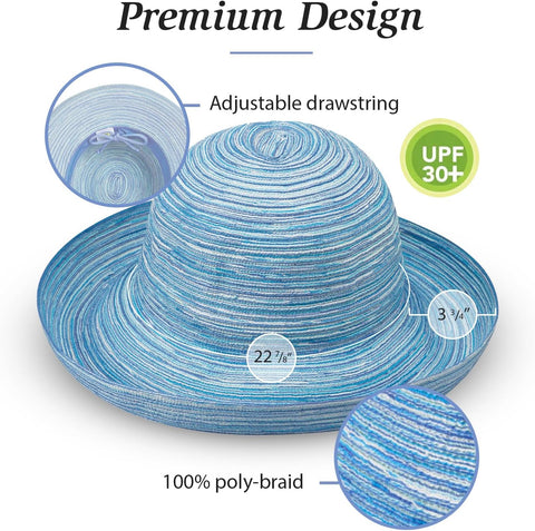 Wallaroo Hat Company Women's Sydney Sun Hat - UPF 30+ Sun Protection, Packable, Adjustable - Beach, Travel, Wide Brim