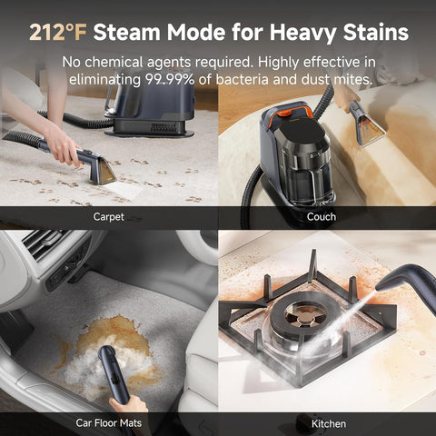 Uwant Carpet Cleaner Machine with Steam&Hot&Cold Water Models 18Kpa Powerful Suction Upholstery Cleaner Machine with Pet Pro Cleaner for Pets, Carpet Steam Cleaner Set of 1