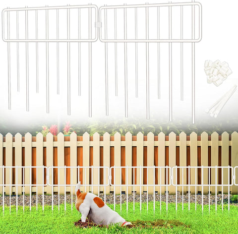 Animal Barrier Fence, 30 Pcs Upgrade 1.26 in Gap Decorative Fences No Dig Fence for Rabbits and Dog Ground Defense, Rustproof Metal Wire Garden Edging Border for Outdoor, Yard, White