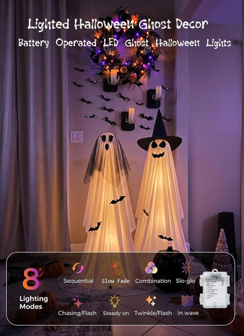 Minetom 2 Pack 5 FT Halloween Ghost Decorations Light Up Ghosts Outdoor