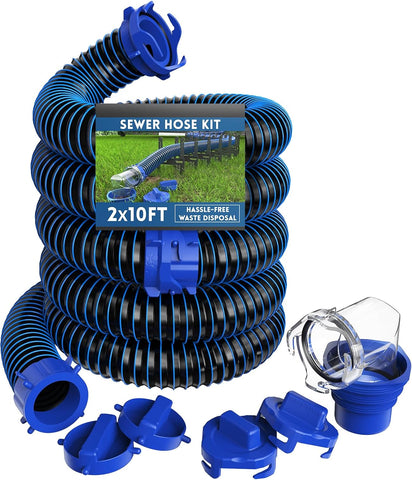 DUMPMAN RV Sewer Hose Kit, 2 * 10 Ft Sewage Hose