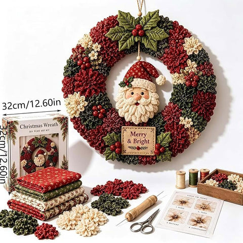 FAVIPT 3D Fabric Poke Wreath DIY Kit, Christmas Wreath DIY Kits for Adults