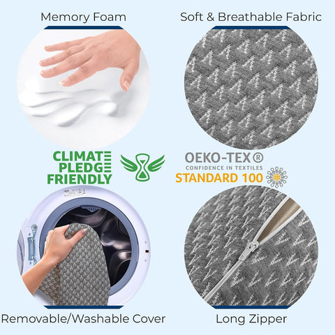 5 STARS UNITED Knee Pillow for Side Sleepers - Hip Pain Relief, Memory Foam Leg Cushion for Side Sleeping - Between Legs Pillow for Sciatica & Lower Back Pain, Gray